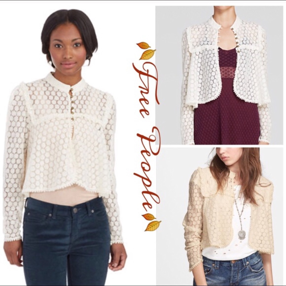 NWOT Free People Lace Layering Jacket Top Sz Large